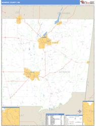 Monroe County, MS Wall Map