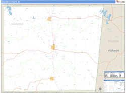 Noxubee County, MS Zip Code Wall Map