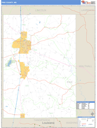 Pike County, MS Zip Code Wall Map