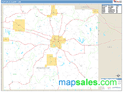 Pontotoc County, MS Zip Code Wall Map