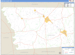 Simpson County, MS Zip Code Wall Map