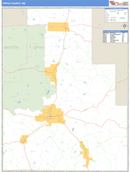 Tippah County, MS Zip Code Wall Map