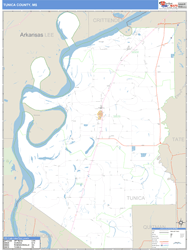 Tunica County, MS Zip Code Wall Map