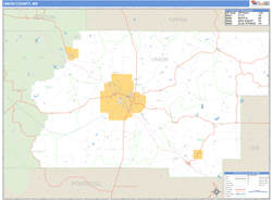 Union County, MS Zip Code Wall Map