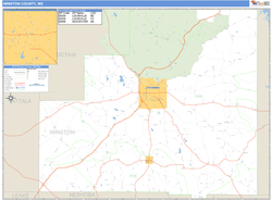 Winston County, MS Zip Code Wall Map