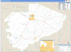 Yazoo County, MS Wall Map