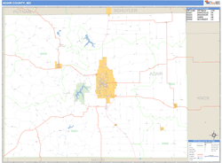 Adair County, MO Zip Code Wall Map