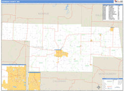 Audrain County, MO Zip Code Wall Map