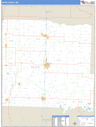 Bates County, MO Wall Map