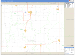 Caldwell County, MO Zip Code Wall Map