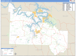 Camden County, MO Zip Code Wall Map