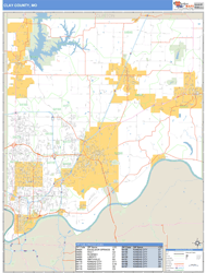 Clay County, MO Zip Code Wall Map