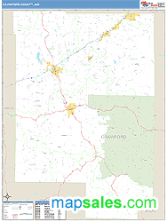 Crawford County, MO Zip Code Wall Map