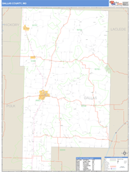 Dallas County, MO Zip Code Wall Map