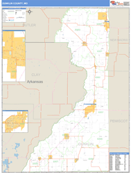 Dunklin County, MO Zip Code Wall Map