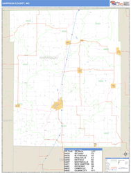 Harrison County, MO Zip Code Wall Map