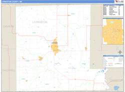 Livingston County, MO Zip Code Wall Map