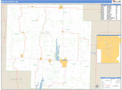 Macon County, MO Zip Code Wall Map