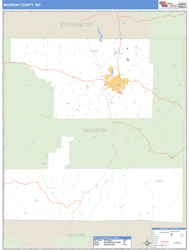 Madison County, MO Zip Code Wall Map