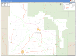 Oregon County, MO Zip Code Wall Map