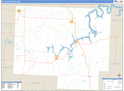 St. Clair County, MO Zip Code Wall Map