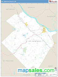 Ste. Genevieve County, MO Zip Code Wall Map