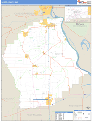 Scott County, MO Zip Code Wall Map