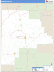 Shannon County, MO Zip Code Wall Map