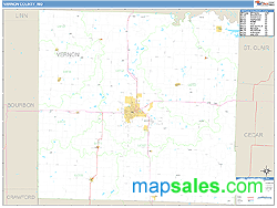 Vernon County, MO Zip Code Wall Map