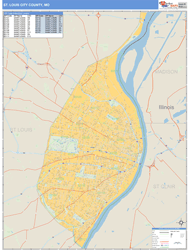 St. Louis City County, MO Zip Code Wall Map