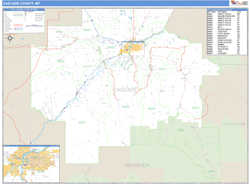 Cascade County, MT Zip Code Wall Map