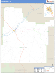 Custer County, MT Zip Code Wall Map