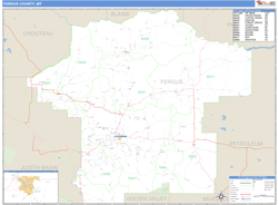 Fergus County, MT Zip Code Wall Map