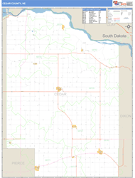 Cedar County, NE Zip Code Wall Map