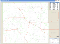 Custer County, NE Zip Code Wall Map