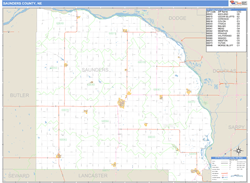 Saunders County, NE Zip Code Wall Map