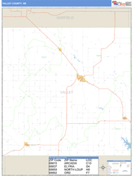 Valley County, NE Zip Code Wall Map