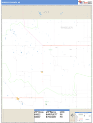 Wheeler County, NE Zip Code Wall Map