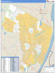 Bergen County, NJ Zip Code Wall Map