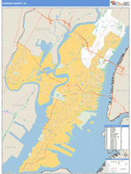 Hudson County, NJ Zip Code Wall Map