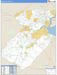 Middlesex County, NJ Zip Code Wall Map