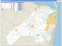 Monmouth County, NJ Zip Code Wall Map