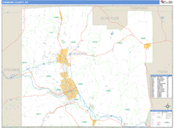 Chemung County, NY Zip Code Wall Map