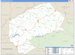 Delaware County, NY Zip Code Wall Map