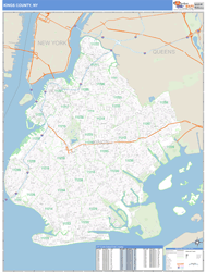 Kings County, NY Zip Code Wall Map