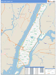 New York County, NY Zip Code Wall Map