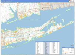 Suffolk County, NY Zip Code Wall Map