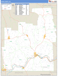 Tioga County, NY Zip Code Wall Map