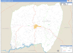 Alexander County, NC Zip Code Wall Map