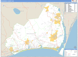 Brunswick County, NC Zip Code Wall Map